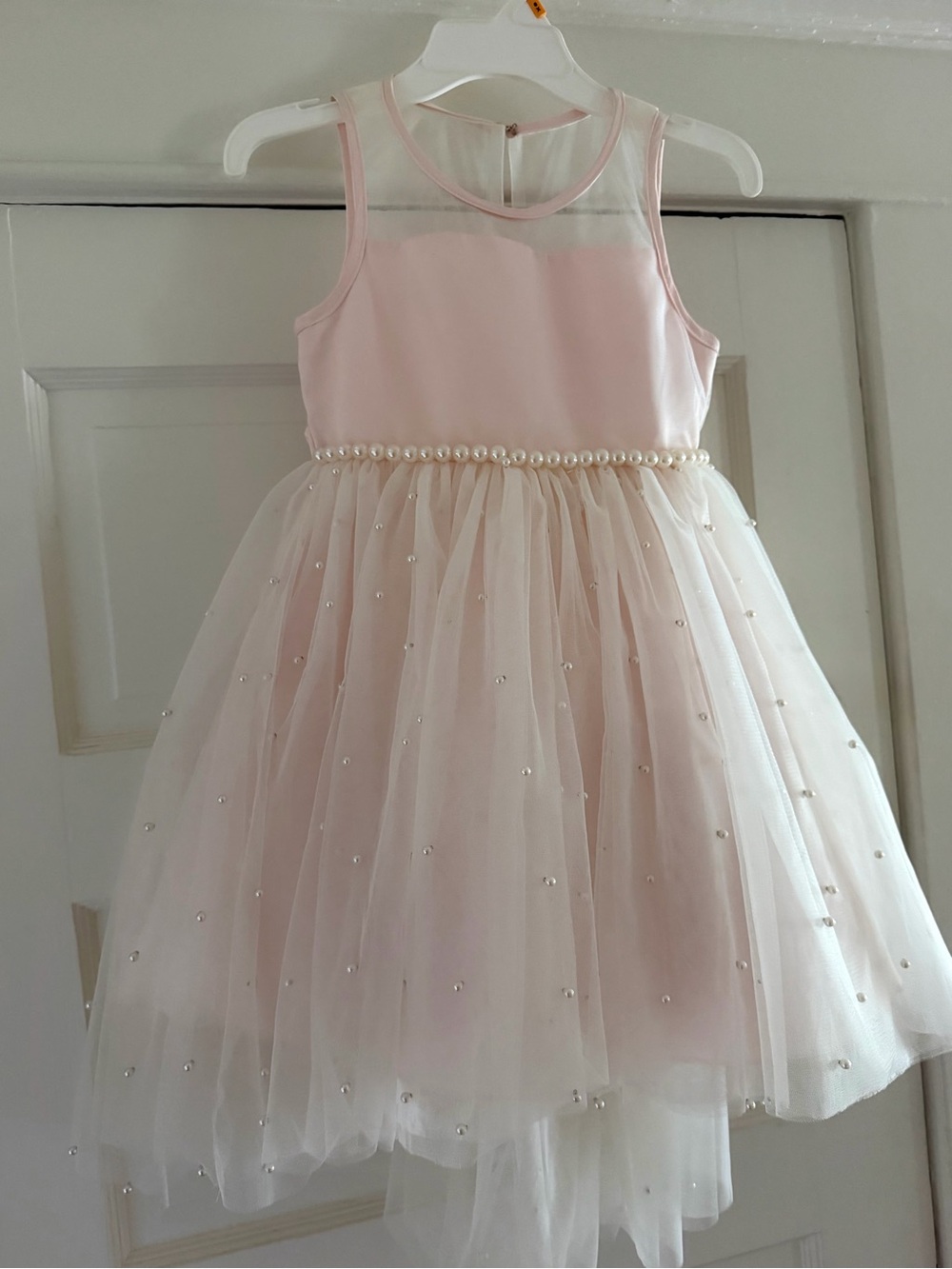 American Princess Girls Pink Blush Tulle Hi-Low Party Flower Girl Dress Size 7